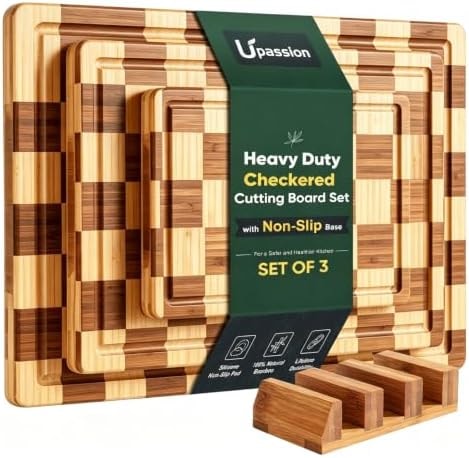 Bamboo Cutting Board Set of 3 Wood Cutting Boards for Kitchen Wooden