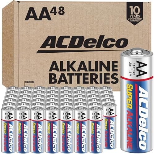 ACDelco 48-Count Double AA Batteries, Maximum Power Super Alkaline Battery, 10-Year Shelf Life, Reclosable Packaging