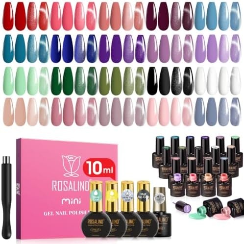 ROSALIND 25pcs All Seasons Colors Gel Nail Polish Set,10mL Base Top Coat