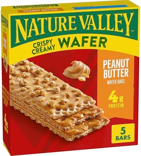 Nature Valley Crispy Creamy Wafer Bars, Peanut Butter, 4g Protein, 5 Bars, 6.5 oz