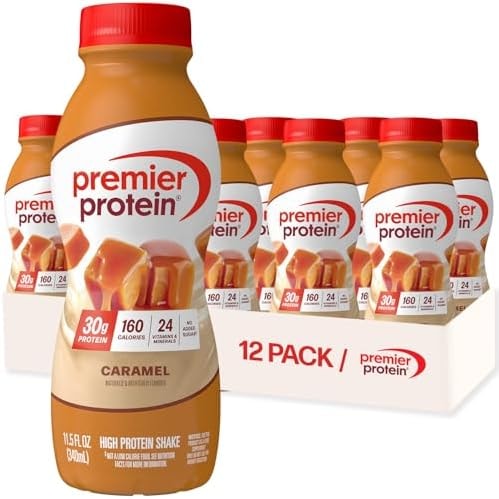 Premier Protein 30g High Protein Shake, Caramel, 12 Pack