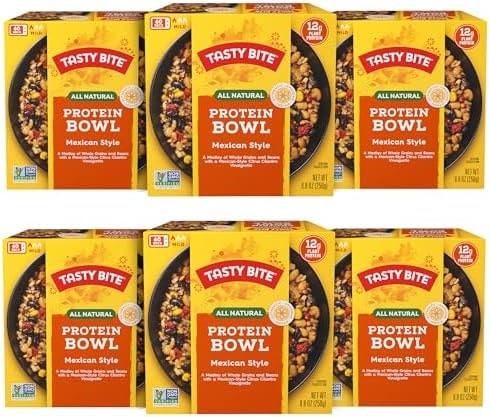 Tasty Bite Mexican Protein Bowl, 8.8 Ounce, Pack of 6, Ready to Eat, Microwaveable, Vegan, 12g Plant Protein, Tangy Citrus