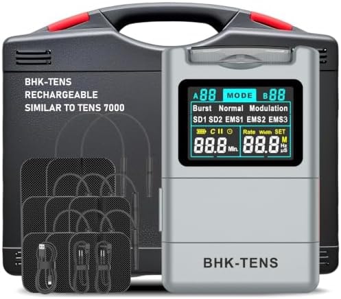 DIY Pluse TENS EMS Unit Muscle Stimulator for Back Pain Relief, Rechargeable TENS Unit Machine with 8 Modes & 8 Electrode Pads. Electric TENS Massager for Chronic Pain, Muscle Relaxation, Home Use