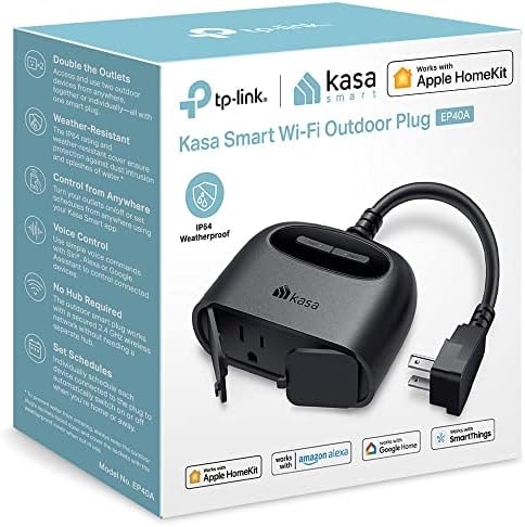 Kasa Apple HomeKit Outdoor Smart Plug, EP40A, 2 Sockets, No Hub Required