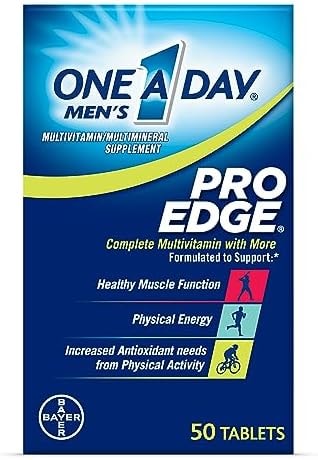 One A Day Men’s Pro Edge Multivitamin, Supplement with Vitamin A,C,D, E and Zinc for Immune Health Support and Magnesium for Healthy Muscle Function, 50 Count