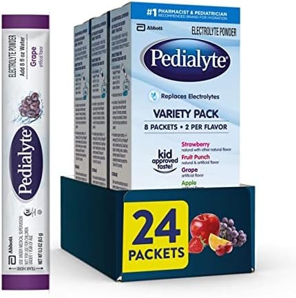 Pedialyte Electrolyte Powder Packets, Variety Pack, Hydration Drink, 8 Count (Pack of 3) Single-Serving Powder Packets