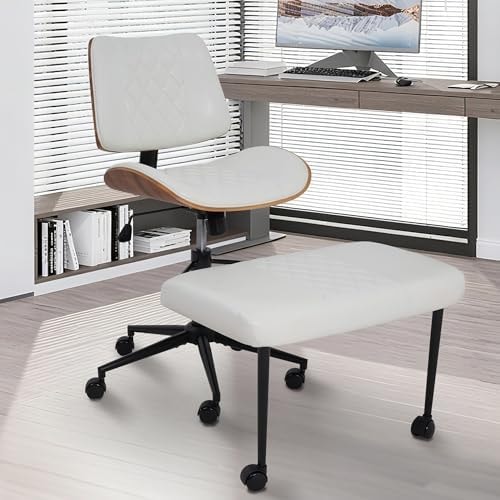 Azaeahom Cross Legged Chair Wheels Height Adj 360° Swivel Kneeling White