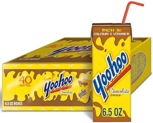 Yoo-hoo Chocolate Flavored Drink, 6.5 fl oz Boxes 40 Pack, Ready to Drink, Caffeine-Free, 99% Fat-Free, High in Calcium & Vitamin D