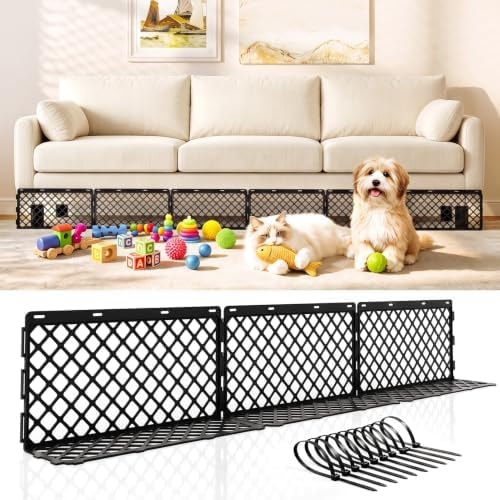 Goovilla Under Couch Blocker for Pets, 12 Pcs with 50 Zips Ties, Black