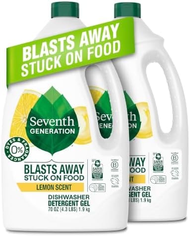 Seventh Generation Dishwasher Detergent Gel Lemon Scent 2 pack for sparkling dishes dishwasher soap 70 oz