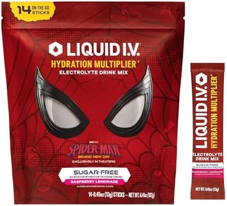 Liquid I.V. Sugar Free Electrolyte, Spider-Man Raspberry Lemonade, 14 Count