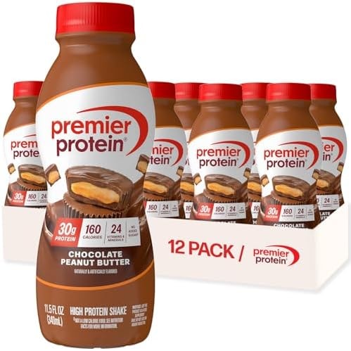 Premier Protein 30g High Protein Shake, Chocolate Peanut Butter, 12 Pack