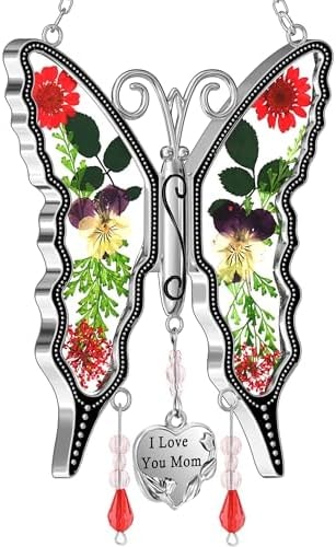KY&BOSAM Butterfly Suncatchers for Windows Pressed Flowers Hanging Ornament