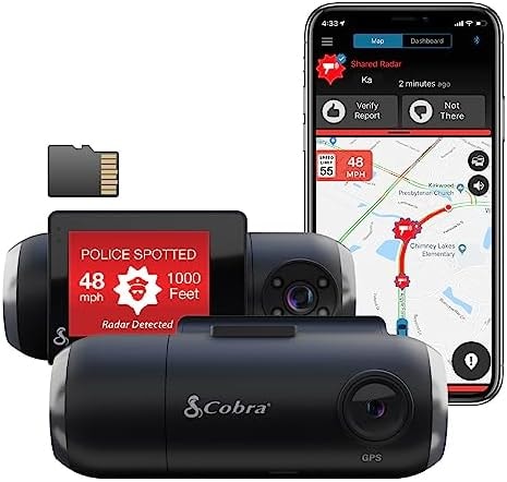 Cobra Smart Dash Cam with Interior Cam (SC 201) - Full HD 1080P Resolution, Built-in WiFi & GPS, Live Police Alerts, Incident Reports, Emergency Mayday, Drive Smarter App, 16GB SD Card Incl.