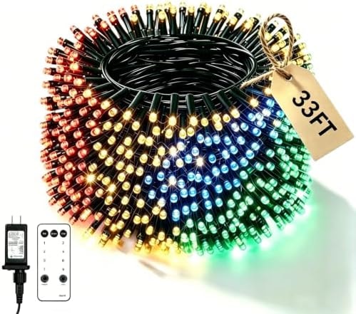 Ecoeve 33ft 100 LED Christmas Fairy Lights, 8 Modes Remote Timer,Multicolor