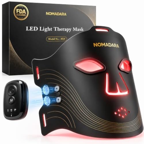 NOMADARA Red Light Therapy Mask for Face,Wireless LED Face Mask Infrared Skincare Device with 336 LEDs and Timer,Rechargeable and Ergonomic Design for Home & Travel