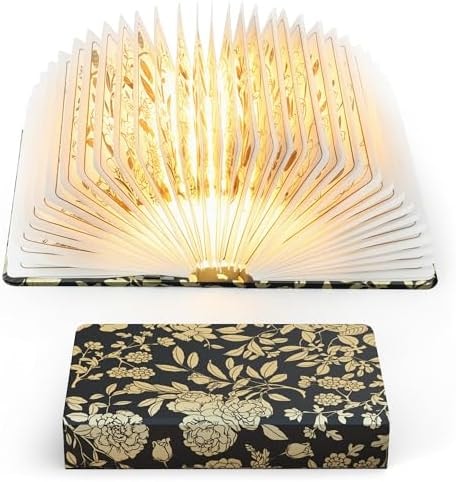 ZBOLE Book Lover Gift, Folding Book Lamp Decor, Portable Print Book Light