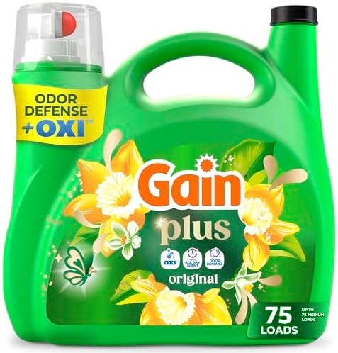Gain Plus Liquid Laundry Detergent, Cleaner, Fresher, Now with Oxi, Original Scent, 99 fl oz, 75 Loads
