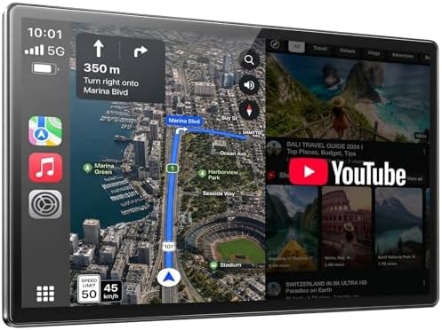 LAMTTO Extra Large 11 Inch Carplay Screen for Car, Built-in YouTube/TikTok Entertainment Video APPs, Backup Camera, Wireless Car Play and Android Auto Screen with Navigation/Voice Assistant/OTA Update