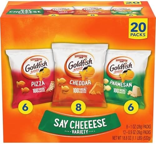 Goldfish Say Cheeeese Cheese Cracker Snack Packs, 20 Count Variety Pack