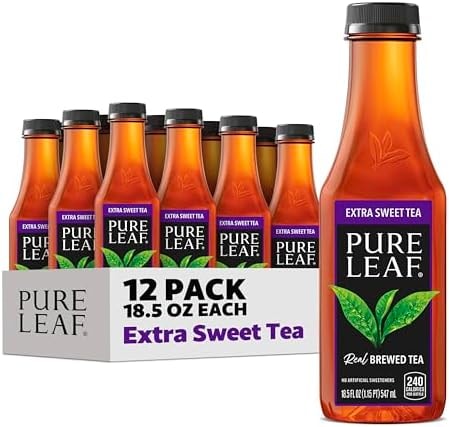 Pure Leaf Iced Tea, Extra Sweet, Real Brewed Tea, 18.5 Fl Oz Bottles (Pack Of 12)