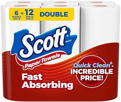 Scott Paper Towels, Choose-A-Sheet, 6 Double Rolls, 108 Sheets Per Roll