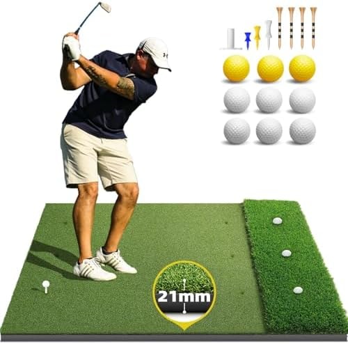 Bltend Elite Dual-Turf Golf Mat: 5x4ft 21mm Golf Hitting Mat Outdoor Indoor