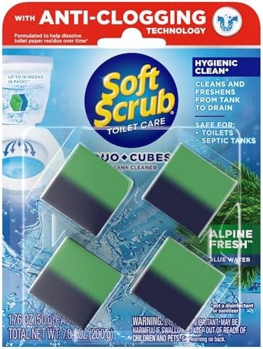 Soft Scrub in-Tank Toilet Cleaner Duo-Cubes, Alpine Fresh, 4Count