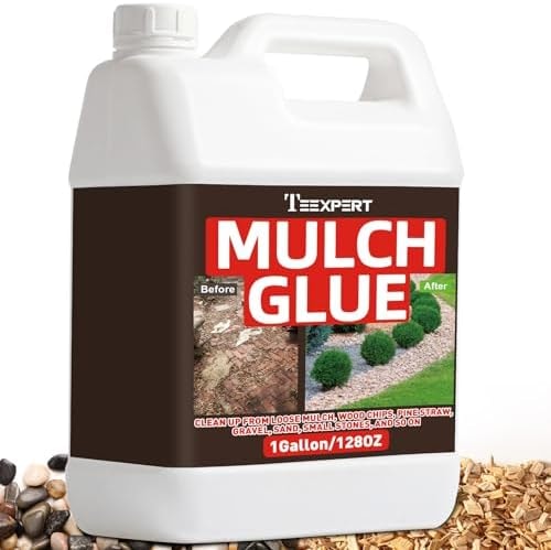 Teexpert Mulch Glue for Landscaping: 1 Gallon Rock Glue for Landscaping & Gravel Binder - Max Strength, Long Lasting Hold, Permeable Adhesive to Lock Pea Gravel, Stones, Rubber Mulch & Pine Straw