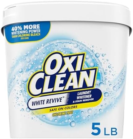 OxiClean White Revive Laundry Whitener and Stain Remover Powder, Alternative to Bleach for Laundry, 5 lb