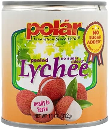 MW Polar Lychee Cans – No Sugar Added, Peeled & Pitted Asian Fruit, 11 oz Cans (Pack of 1) – Gluten-Free, Non-GMO, BPA-Free