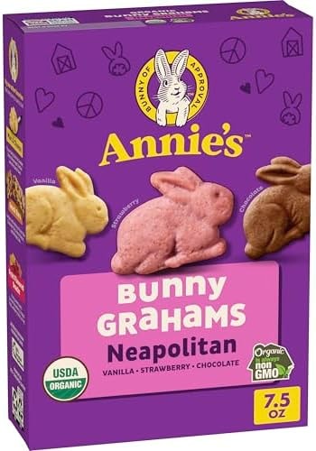 Annie's Organic Neapolitan Bunny Grahams Snack Crackers, Non-GMO, 7.5 oz