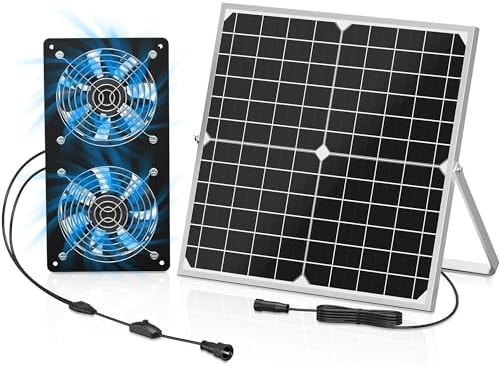 TIMEBAL Solar Powered Exhaust Fan for Shed, 350 CFM High Airflow Solar Vent Fan with Dual Waterproof Fans, Outdoor Cooling Ventilation for Chicken Coop, Greenhouse, Dog House