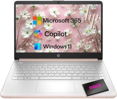 HP 14" Laptop Computer 2026, Intel N150 CPU, Office 365, EXT 500GB HDD