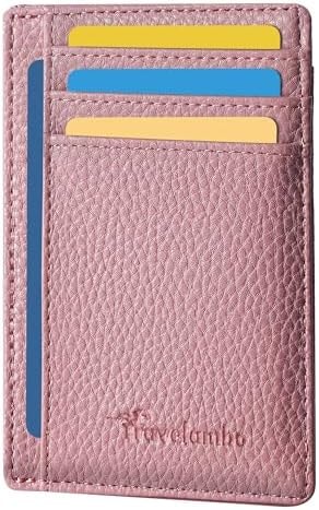 Travelambo Slim Wallet Front Pocket Minimalist Leather RFID Blocking Medium Size