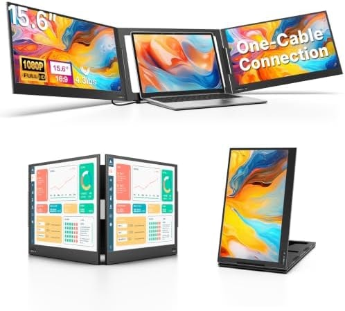 QQH Laptop Screen Extender, 15.6" One Cable Triple Laptop Monitor Extender