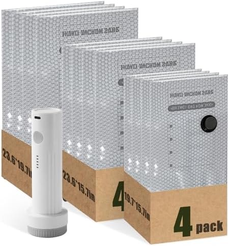12 Pack Travel Combo with Cordless Electric Pump,Space saving vacuum bags