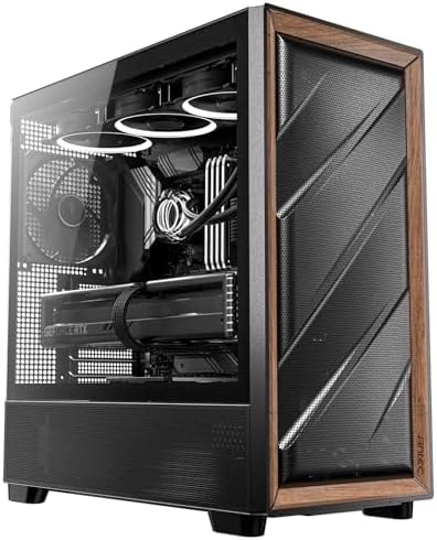 Antec Flux Wood Mid-Tower E-ATX PC Case, 5 PWM Fans Included, Black