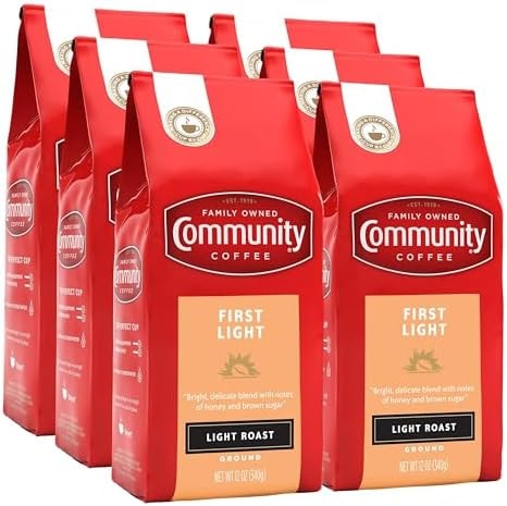 Community Coffee First Light Blend, 72 Ounces Light Roast Ground Coffee, 12 Ounce (Pack of 6)
