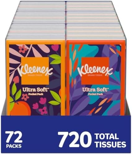 Kleenex On-The-Go Facial Tissues, 72 Travel Packs, 10 Tissues per Pack