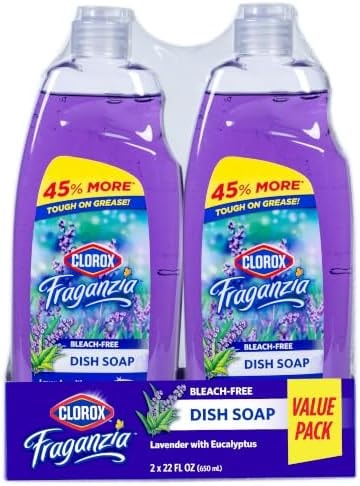 Clorox Fraganzia Liquid Dish Soap, Lavender Scent, 22 Oz, 2 Pack