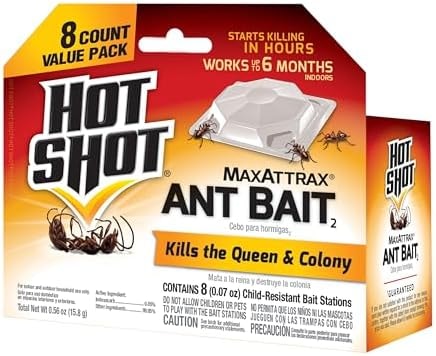 Hot Shot MaxAttrax Ant Bait 8 Count, Child-Resistant Bait Stations