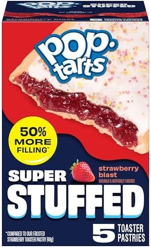 Pop-Tarts Super Stuffed Strawberry Blast Toaster Pastries, 50% More Filling, Snacks, Dessert (5 Ct)