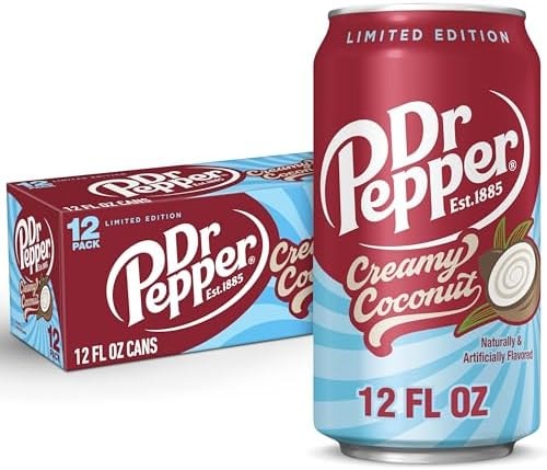 Dr Pepper Creamy Coconut Soda, 12 fl oz cans, 12 Pack