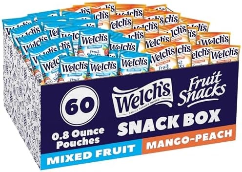 Welch's Fruit Snacks - Mixed Fruit, Mango-Peach - 0.8 Oz - 60 Pack
