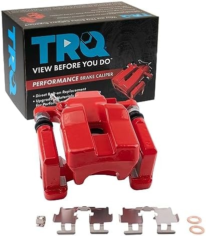 TRQ Rear Left Brake Caliper w/Bracket Performance Red Drivers Side