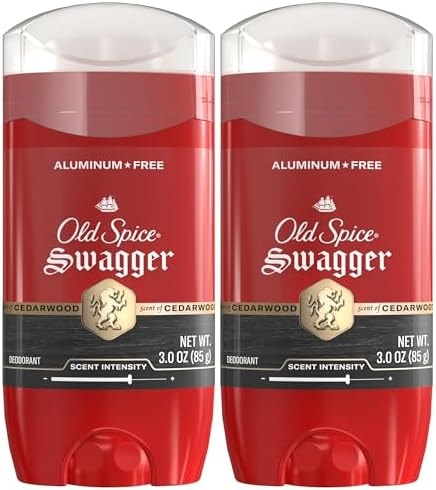 Old Spice Aluminum Free Deodorant for Men, 24/7 Odor Protection, 24/7 Freshness & Lasting Scent, Goes on Clean, Swagger with Cedarwood Scent, 3.0 oz (Pack of 2)