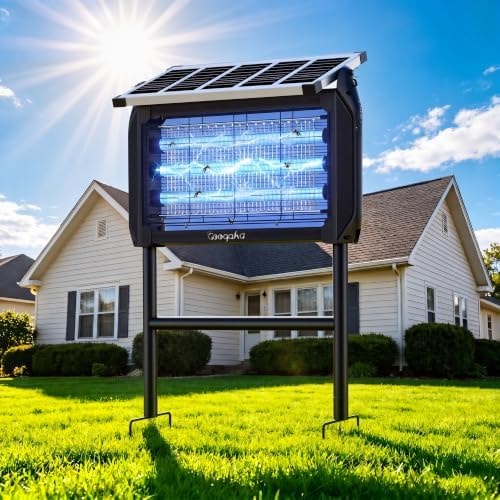 Solar Bug Zapper Outdoor, 4000V/15W High Powered Electric Bug Zapper, Solar & USB Powered with LED Fly Light Trap, IPX5 Waterproof for Patio, Garden, Camping