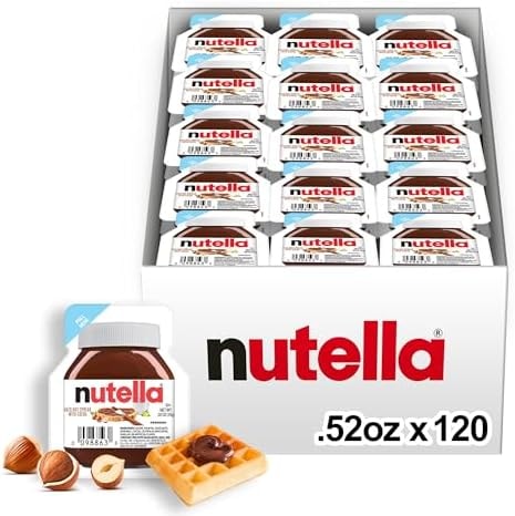 Nutella Hazelnut Spread with Cocoa, Creamy Hazelnut Spread, Breakfast Favorite, Bulk 120 Packs, 0.52 individual oz
