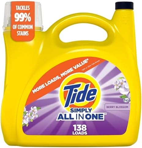 Tide Simply Clean & Fresh Liquid Laundry Detergent, Berry Blossom Scent, 138 Loads, 173 fl oz